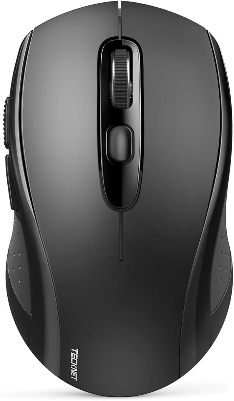 TeckNet Bluetooth Wireless Mouse 3 Modes (BT5.0/3.0+2.4G) Ergonomic Mouse with Nano USB Receiver, Adjustable 4000 DPI, Black