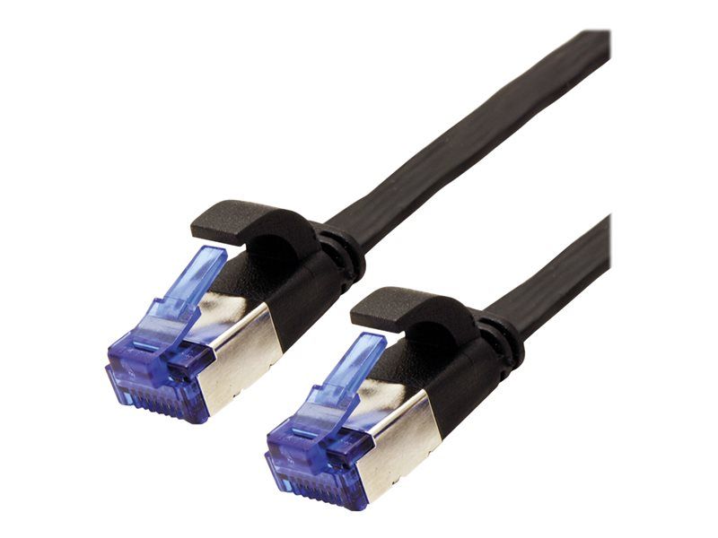 Cordon de conexión Secomp CAT 6a - 5 m, sin halógeno, moldeado, bloqueado, plano, negro