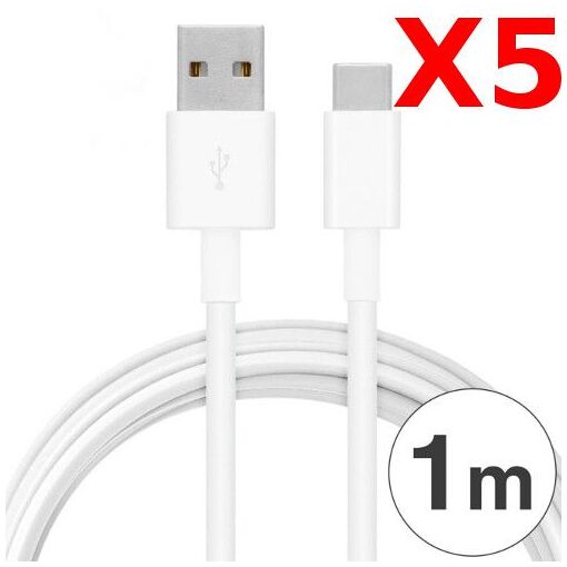 Little Boutik X5 USB-C Charger Cable Black for Samsung Galaxy Note 8 / S8 / S8 Plus / A32017 / A52017 (Pack of 5, White)
