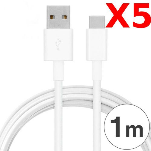 Little Boutik X5 USB-C Charger Cable Black for Samsung Galaxy Note 8 / S8 / S8 Plus / A32017 / A52017 (Pack of 5, White)