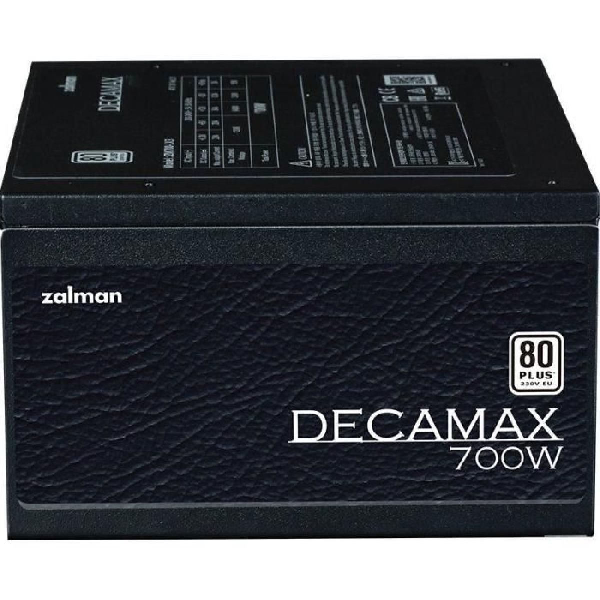 Zalman DecaMax 700W Power Supply - 80 Plus Certified - Non-Modular - 120mm Fan - Black
