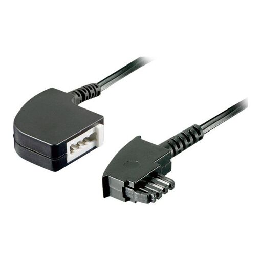 Wentronic Phone Cable Extension - 6m TAE-F to TAE-F - Black