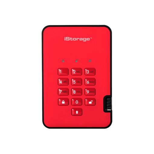 iStorage diskAshur² - 2TB Encrypted External Hard Drive - USB 3.1 Gen 1 - 5400 RPM - 8MB Cache - AES 256-bit, FIPS 197 - Crimson Red - TAA Compliant