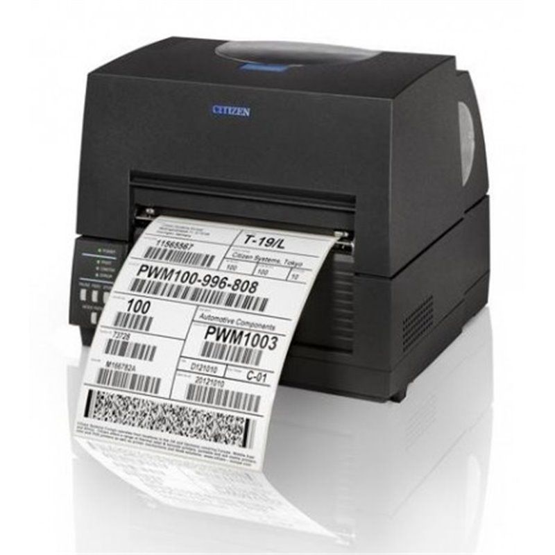 Citizen CL-S6621 Label Printer - Direct Thermal/Thermal Transfer - Roll (4.09 in) - 203 dpi - Up to 150 mm/sec - USB 2.0, Serial - Cutter - Black