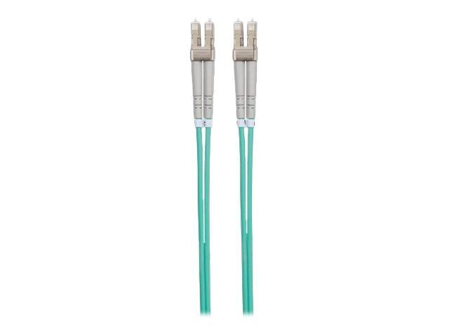 IC Intracom OM3 LC/LC Fiber Optic Patch Cable, 1m, Aqua, Duplex, Multimode, 50/125 µm