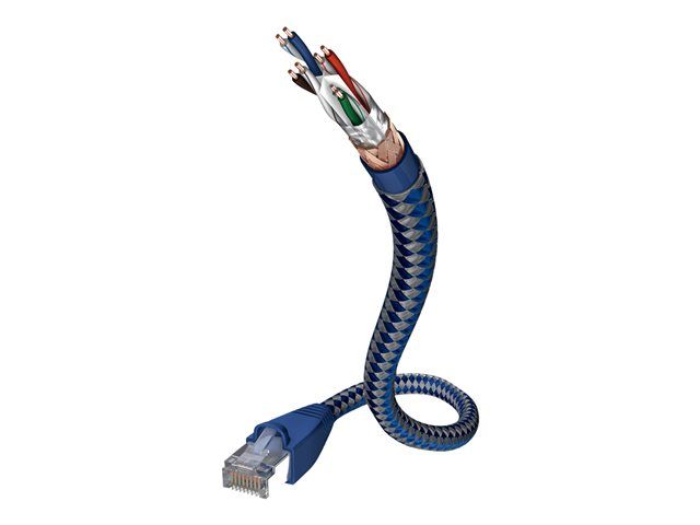 Cable de red in-akustik Premium - 1 m, RJ-45 (M) a RJ-45 (M), SF/UTP, CAT 6, recto, azul y plateado