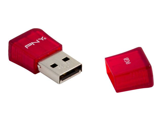PNY Micro Sleek Attaché 8GB USB 2.0 Drive - Red