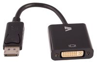 V7 Video Adapter, DisplayPort Male to DVI-I Female, Black