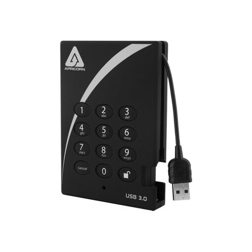 Apricorn Aegis Padlock 3.0 - 500GB Encrypted External Hard Drive