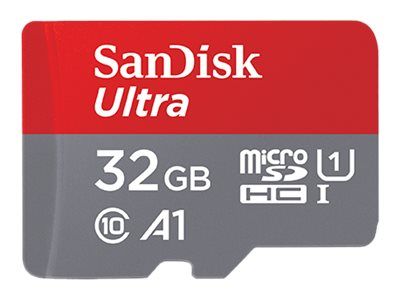 SanDisk Ultra Flash Memory Card - 32GB microSDHC with Adapter (A1/UHS Class 1/Class 10)