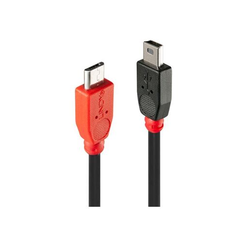 Cable USB Lindy - Micro-USB B (M) a Mini-USB B (M) - 2 m - Moldado - Negro
