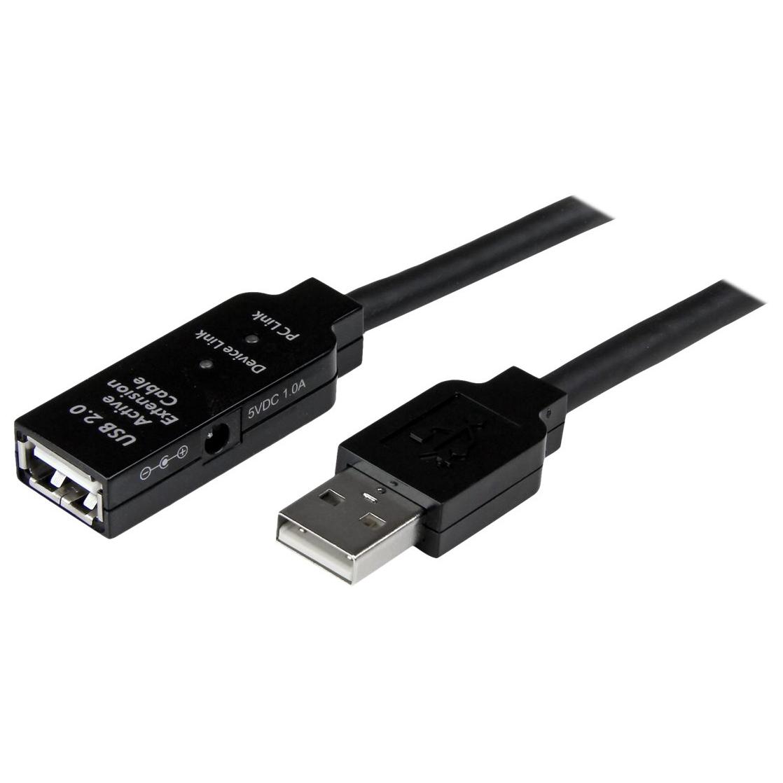 StarTech.com Active USB 2.0 10m Male to Female Cable Repeater - USB 2.0 Extension Cable - 1x USB A (M) to 1x USB A (F) - 10m - Black