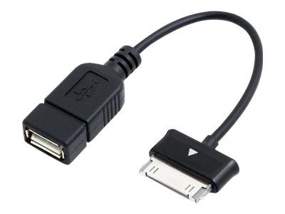 Cable USB OTG 2direct - Cable de datos negro de 15 cm - Conector macho Samsung de 30 pines a USB hembra - Para la gama Samsung Galaxy Tab