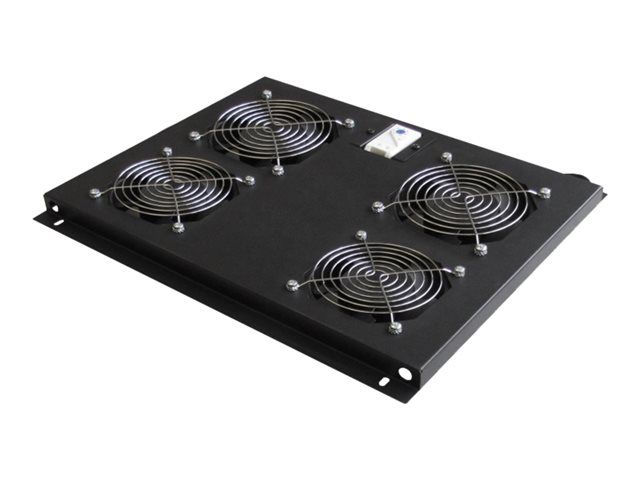 WP Rack Fan Drawer - 4 Cooling Fans, Thermostat - 230V AC - Black RAL 9005