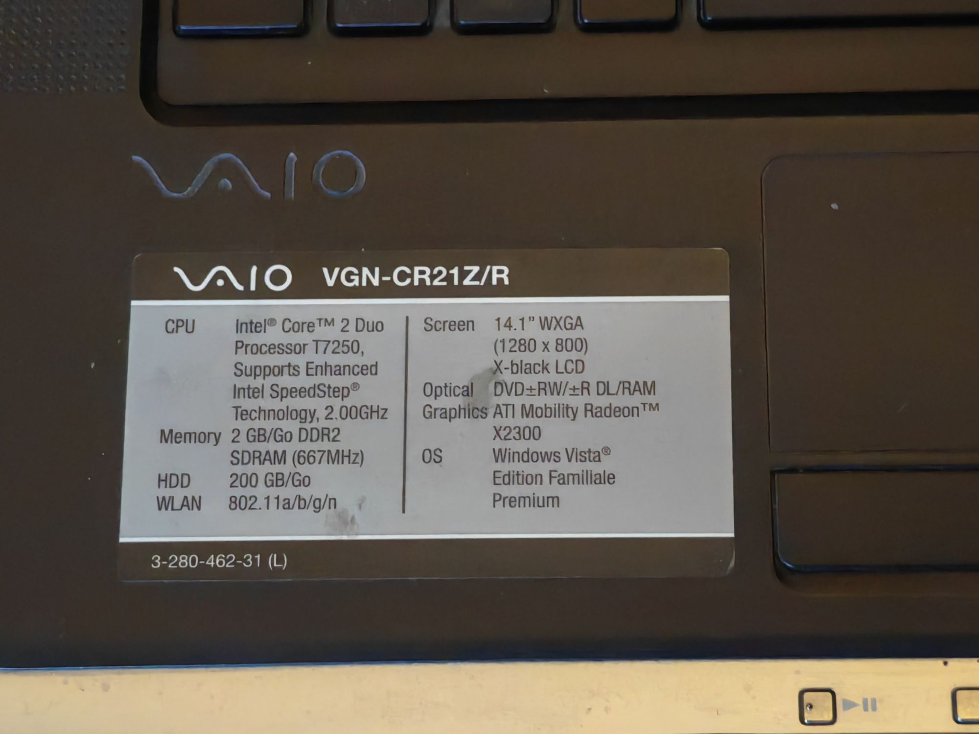 Sony VAIO CR Series Laptop - 14.1" Core 2 Duo, 2 GHz, 2GB RAM, 200GB HDD