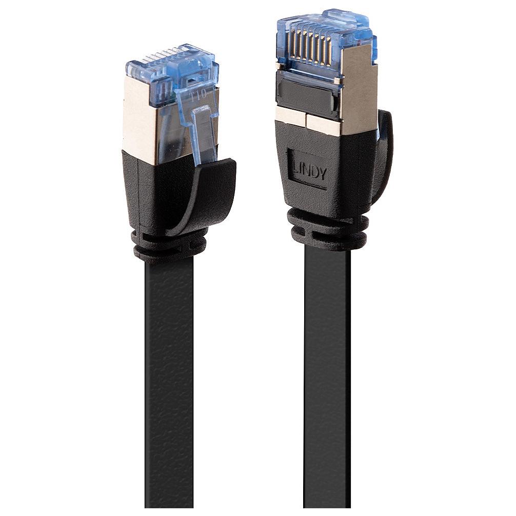 Cable de red LINDY - RJ-45 (M) a RJ-45 (M) - 3 m - U/FTP (Par pareja trenzada blindada) - CAT 6a - Moldeo, sin gancho, plano - Negro