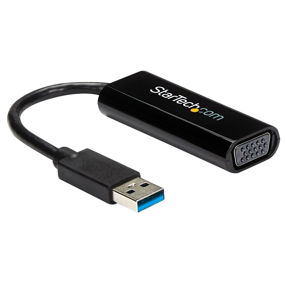 Startech USB to VGA Adapter - External Graphics Card - USB 3.0 - Slim - 1080p - Multi-Monitor Adapter - Video Adapter - TAA Compliant - USB Type A Male to HD-15 (VGA) Female - 7.5in - Black - for P/N: MXT101MM