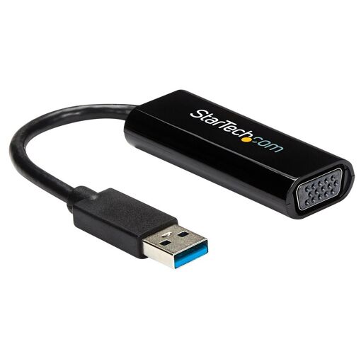 Adaptateur Startech USB vers VGA - Carte graphique externe - USB 3.0 - Fin - 1080p - Adaptateur multi-écrans - Adaptateur vidéo - Conformité TAA - USB type A mâle à HD-15 (VGA) femelle - 19 cm - noir - pour P/N: MXT101MM
