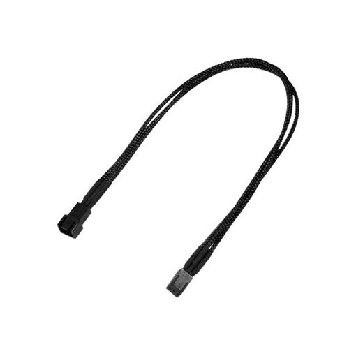 Extension de câble d'alimentation Nanoxia pour ventilateur - Alimentation interne - Connecteur 3 broches (M) vers connecteur 3 broches (M) - 30 cm - Noir