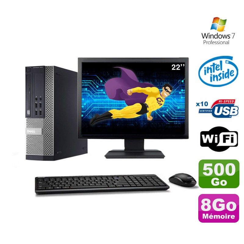 Ordinateur de bureau Dell Optiplex 990 SFF - 2,7 GHz Intel G630, 8 Go de RAM, 500 Go HDD, lecteur DVD, Wi-Fi, Windows 7 Pro