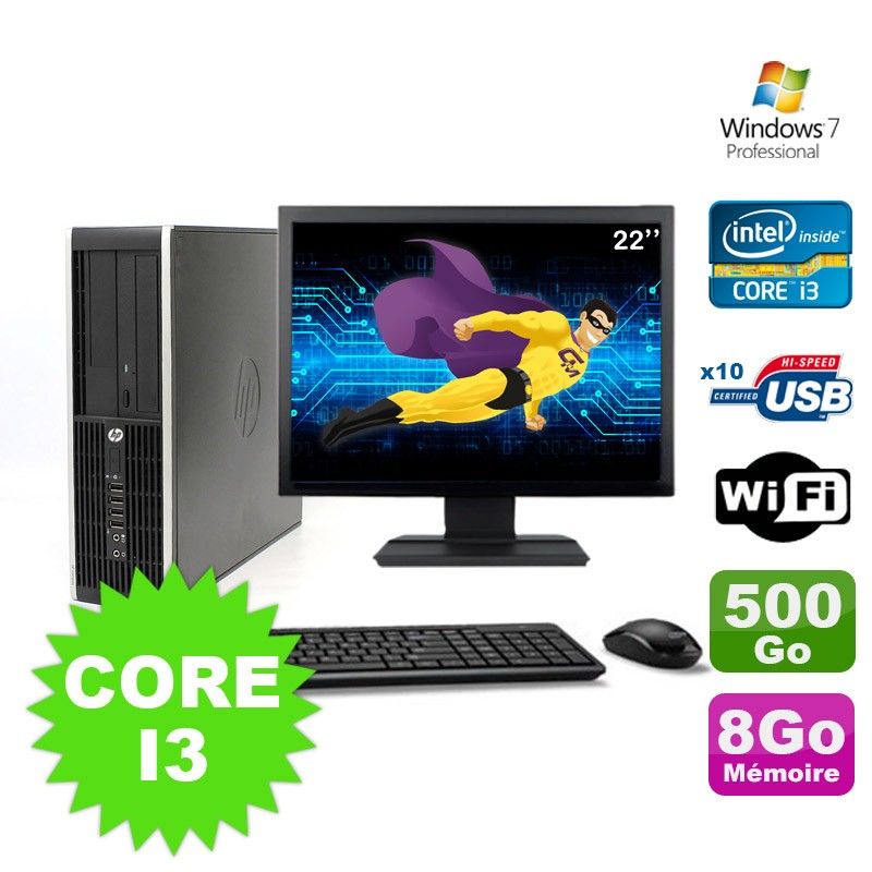 HP Compaq Elite 8100 SFF Desktop PC - Core i3-530, 8GB RAM, 500GB HDD, DVD Drive, WiFi, Windows 7 Pro