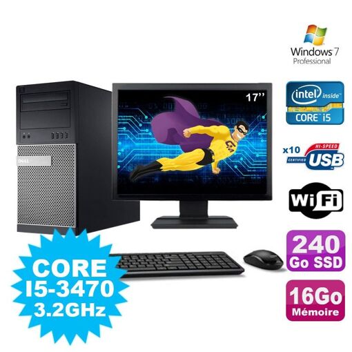 PC de escritorio Dell Optiplex 7010 - Procesador Intel Core i5, 16GB de RAM, 240GB SSD, Windows 7 Profesional