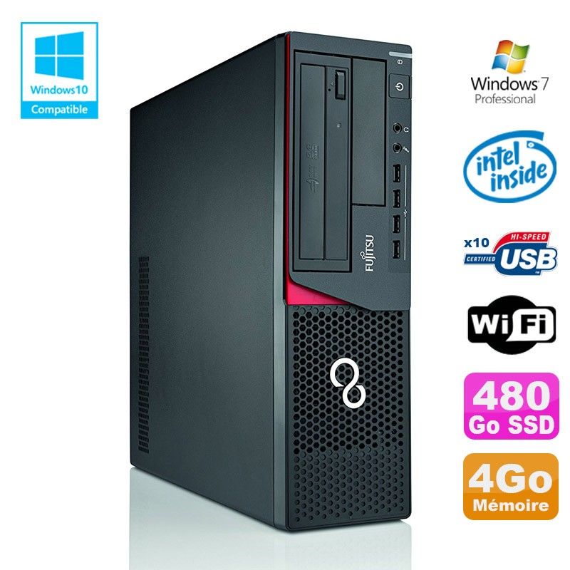 Fujitsu E720 SFF PC - Intel Pentium G3220, 4GB RAM, 480GB SSD, WiFi, Windows 7 Pro