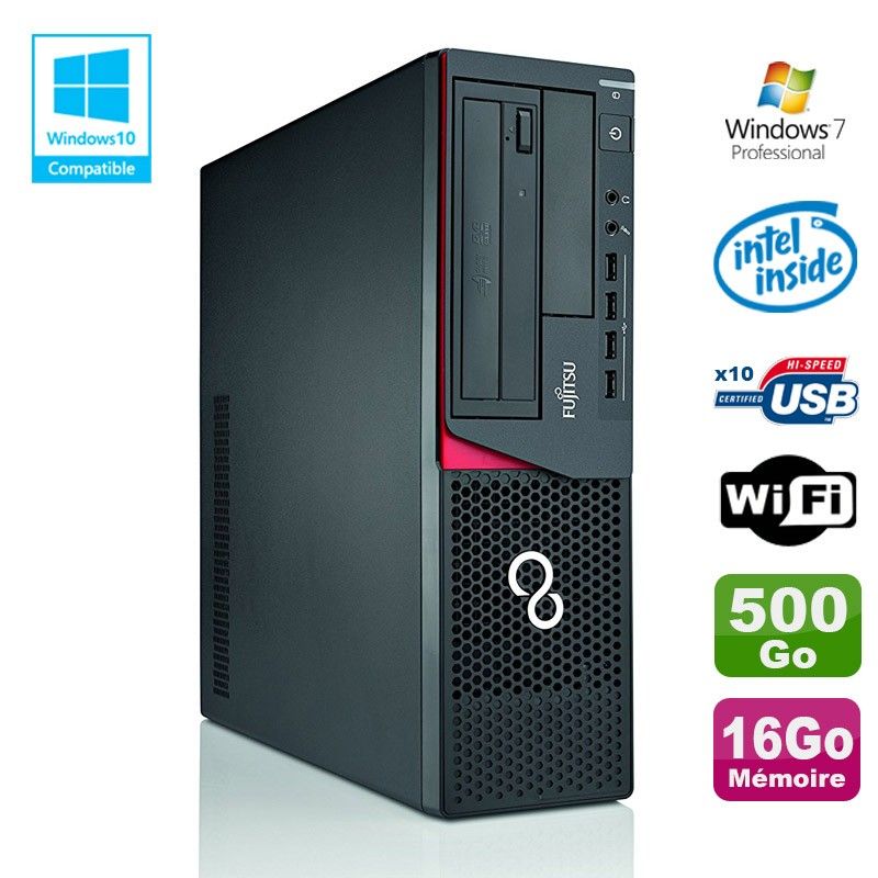 Fujitsu E720 SFF Computer - Intel Pentium G3220, 16GB RAM, 500GB HDD, DVD Burner, WiFi