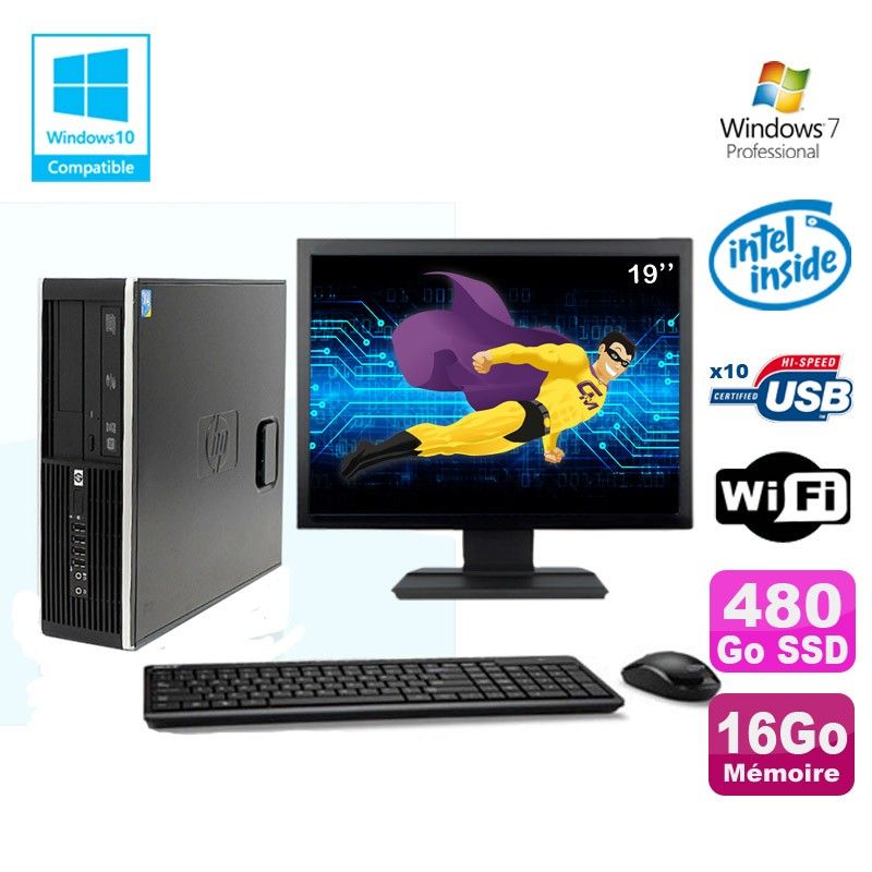 HP Elite 8100 SFF Desktop PC - Intel G6950, 2.8GHz, 16GB RAM, 480GB SSD, DVD Burner, Windows 7 Pro
