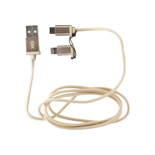 Câble Lightning Ksix Atlantis International, 1 m, USB mâle à Micro-USB type B, Or métallisé