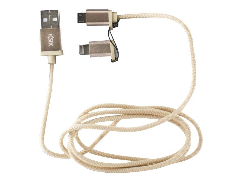 Atlantis Internacional Ksix Lightning Cable, 1m, Male USB to Micro-USB Type B, Metallic Gold