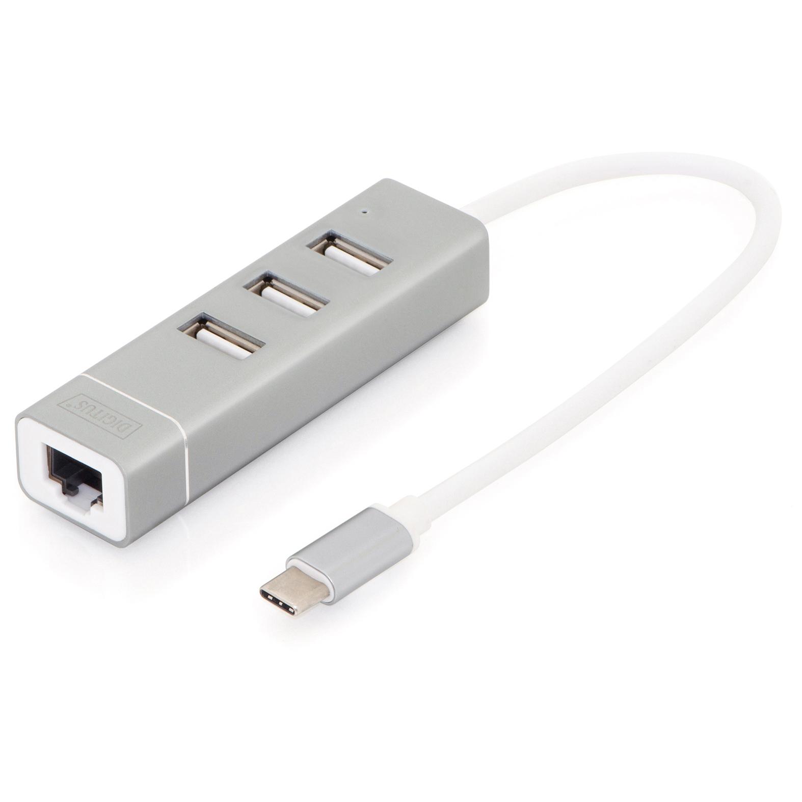 Digitus Type-C USB 2.0 3-Port Hub with LAN Fast Ethernet Adapter