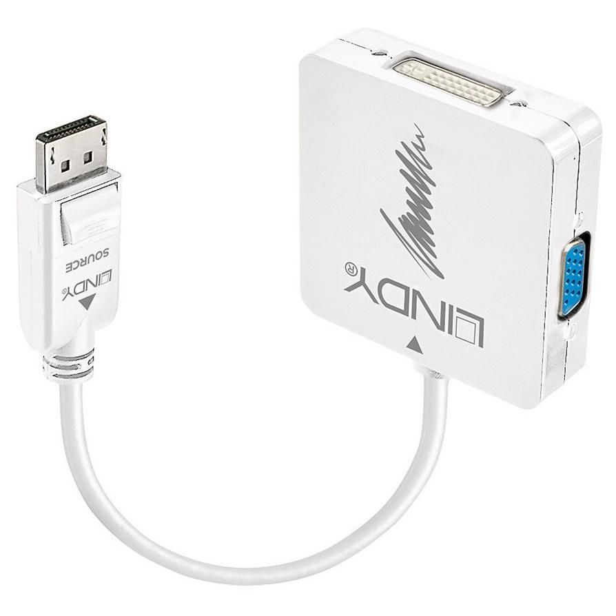 Lindy Video Converter - DisplayPort to DVI, HDMI, VGA - White