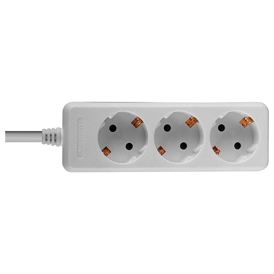Lindy 3500W AC Circuit Breaker, 3 Outlets, 1.4m Cable, White
