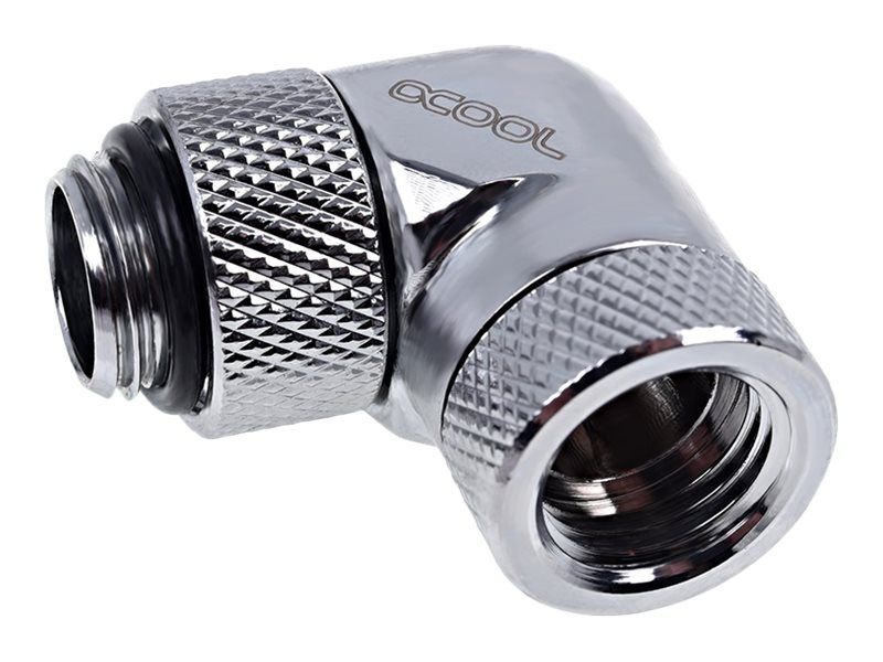 Alphacool Eiszapfen Connector - Liquid Cooling Angle Mount Adapter - Silver Nickel