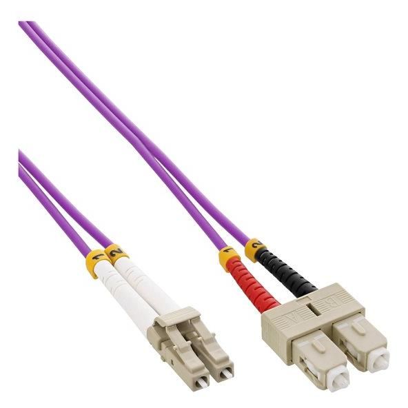 INTOS ELECTRONIC LC Multi-Mode (M) to SC Multi-Mode (M) Fiber Optic Cable, 0.5m, Duplex, OM4, 50/125 Microns, Halogen-Free, Violet