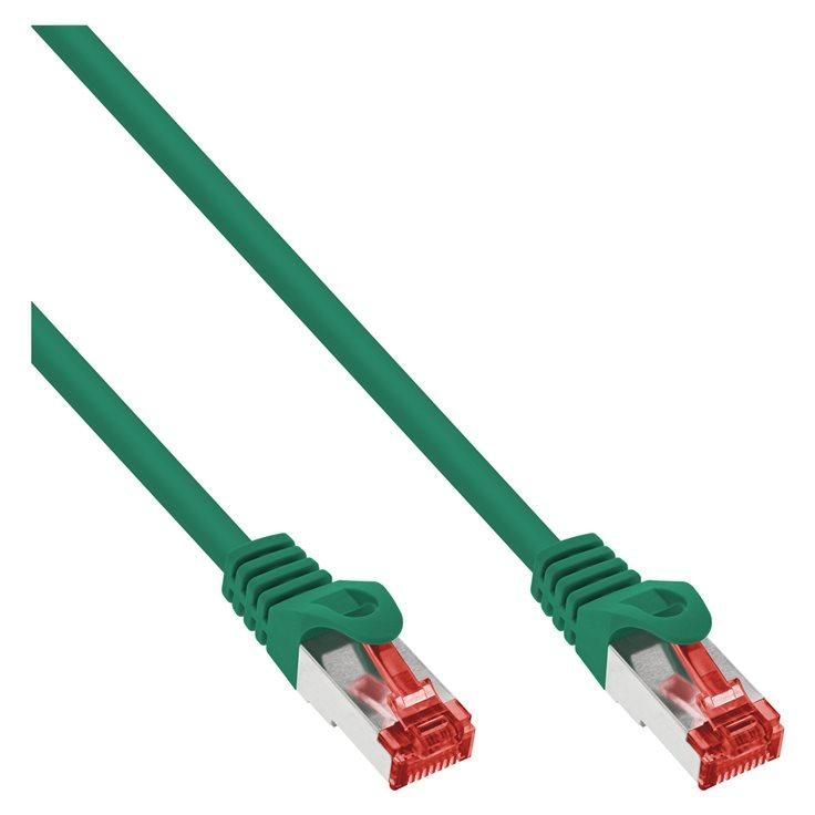 INTOS ELECTRONIC RJ-45 (M) to RJ-45 (M) Cable - 3m - SFTP, PiMF - CAT 6 - Molded, Hook-Free - Green