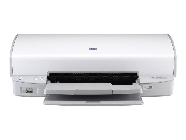 HP Deskjet 5440 Printer - Color Inkjet - A4/Legal - 1200 dpi - Up to 22 ppm (Mono) / Up to 21 ppm (Color) - 100-Sheet Capacity - USB