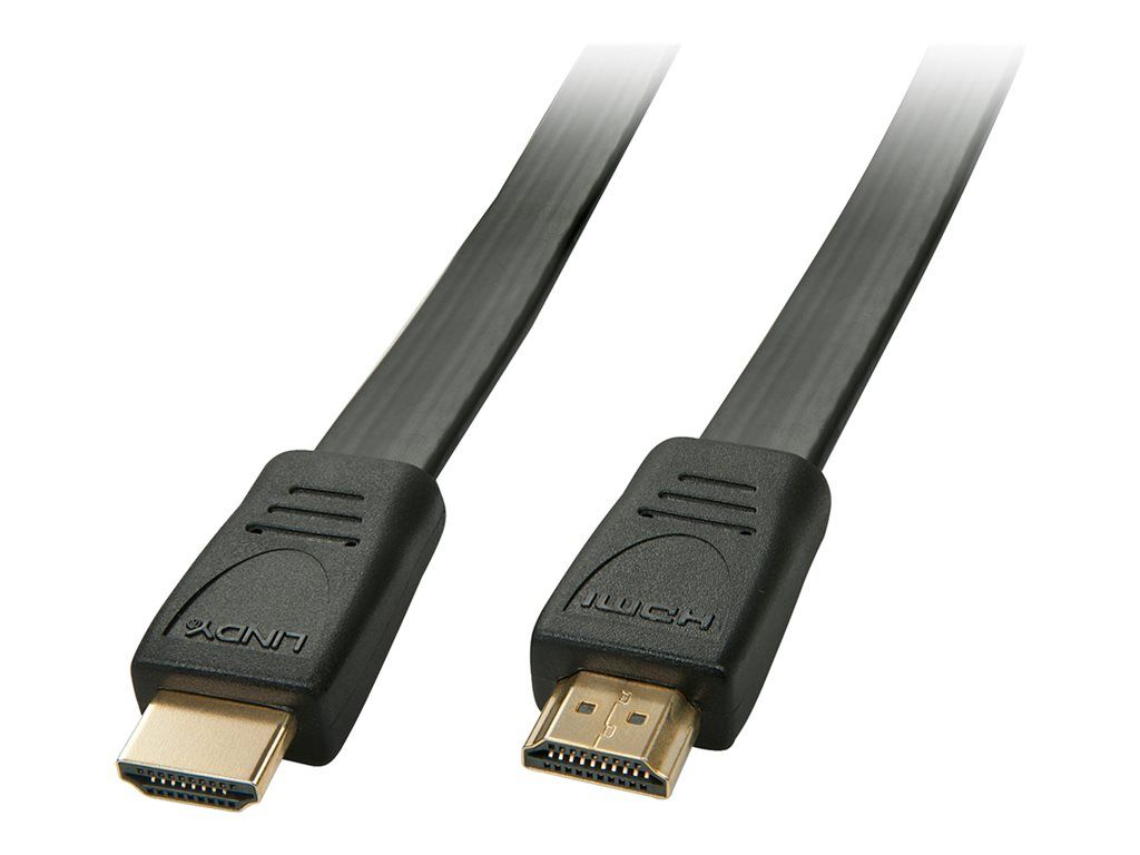 Lindy HDMI Cable - 2m, Shielded, Black, Flat, 4K Support