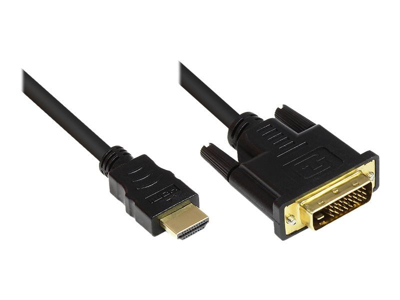 ALCASA Elektronik - DVI-D to HDMI Adapter Cable - 1m - Triple Shielding - Black
