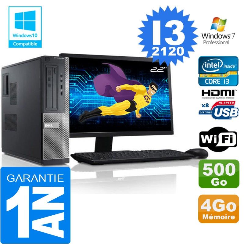 Dell 390 DT Laptop - Core i3-2120, 4GB RAM, 500GB HDD, WiFi, Windows 7 Pro