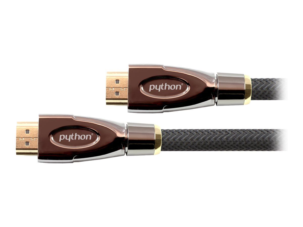 ALCASA Elektronik Python HDMI Cable with Ethernet - 10m, Triple Shielded, Black, Active, 4K Support