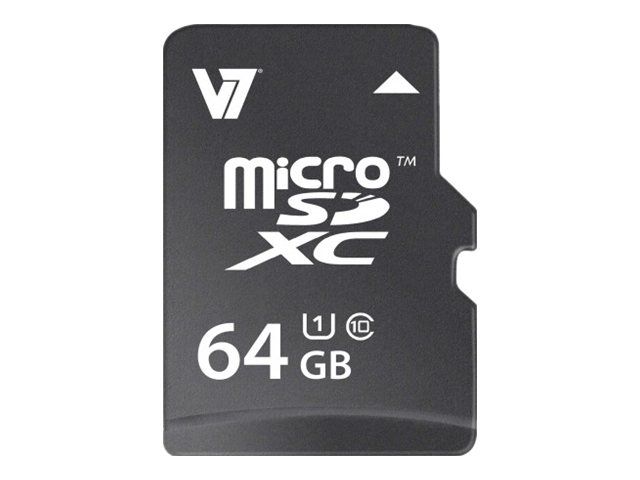 V7 64GB MicroSDXC UHS Class 1/Class 10 Memory Card with SD Adapter