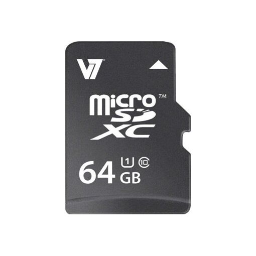 V7 64GB MicroSDXC UHS Class 1/Class 10 Memory Card with SD Adapter