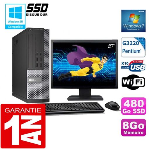 PC Dell 7020 SFF - Intel G3220, 8GB de RAM, 480GB SSD, WiFi, Windows 7 Pro