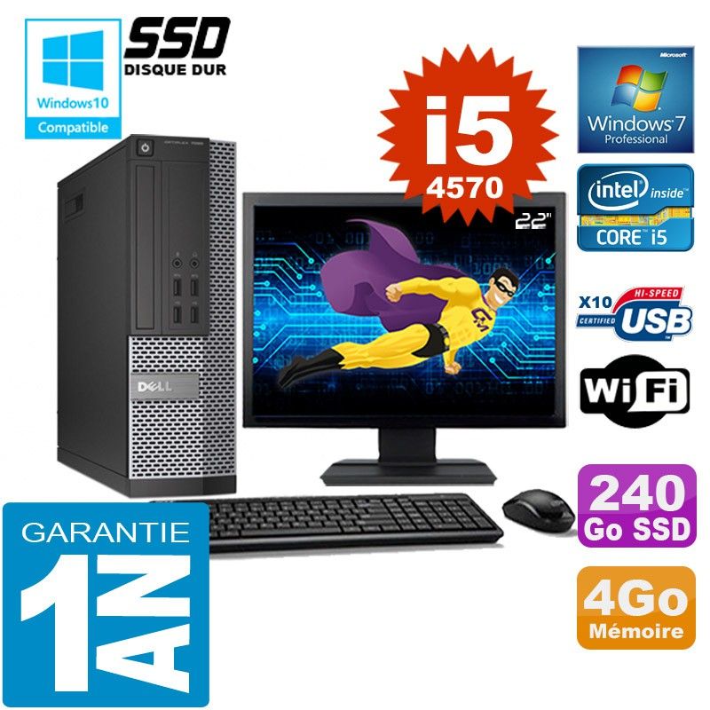Dell 7020 SFF Desktop - Core i5, 4GB RAM, 240GB SSD, WiFi, Windows 7 Pro