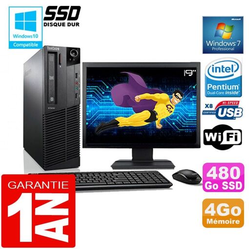 Computadora de escritorio Lenovo M92p SFF - Procesador Intel Pentium G630, 4GB de RAM, 480GB SSD, WiFi, Windows 7 Pro