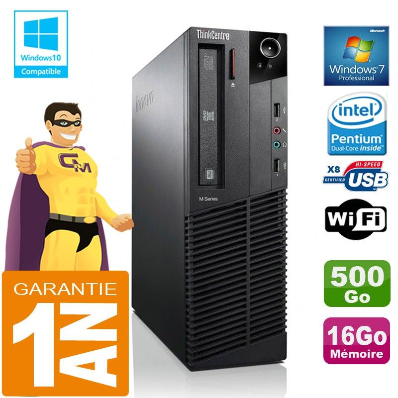 PC de escritorio Lenovo M92p SFF - Intel G630, 16GB de RAM, 500GB HDD, unidad de DVD, WiFi, Windows 7 Pro
