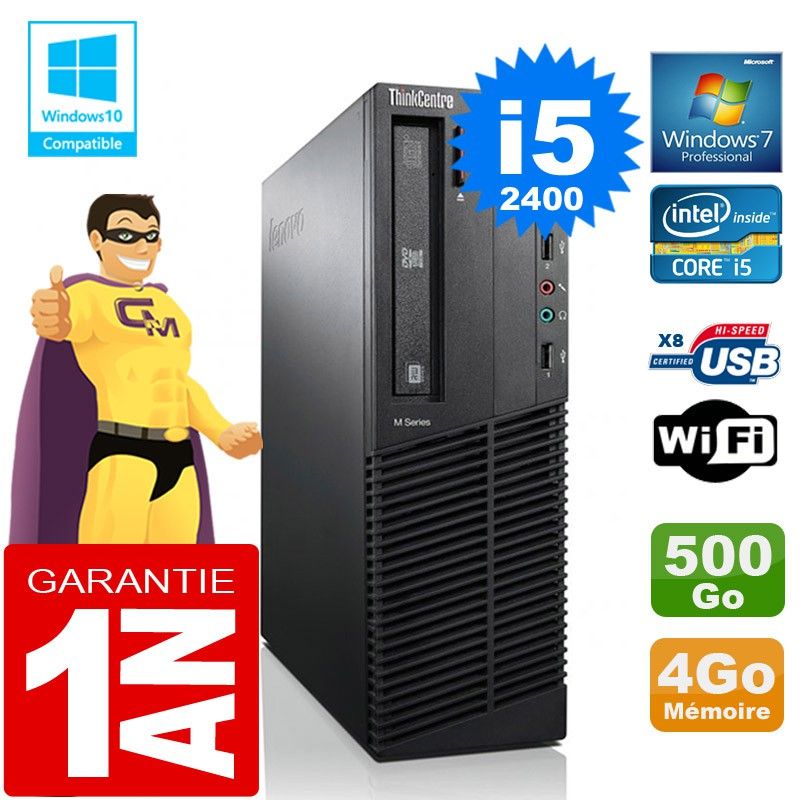 Lenovo M92p SFF Core i5-2400 4GB RAM 500GB HDD DVD Burner Wifi Windows 7 PC