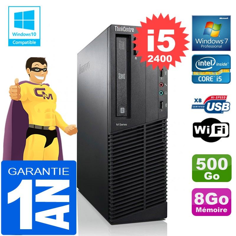 Lenovo M92p SFF Core i5-2400 8GB RAM 500GB HDD DVD Burner WiFi Windows 7 PC